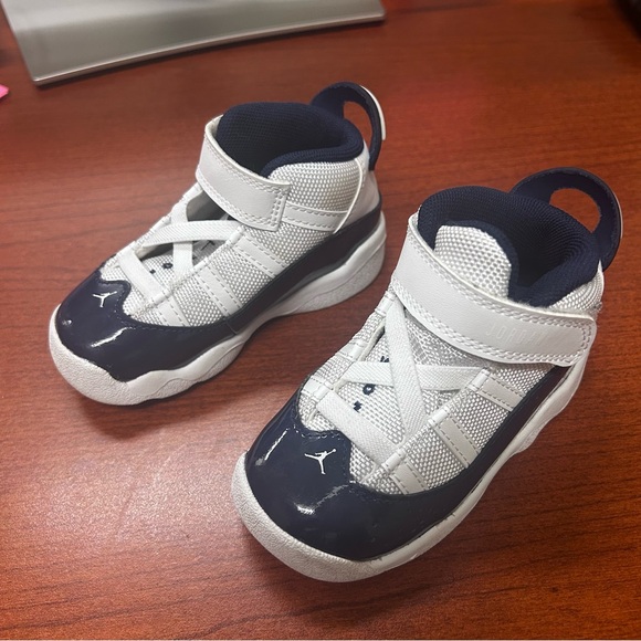 Jordan 6 Rings Toddler White Armory Navy Blue Sneaker Size 7C - Picture 5 of 5